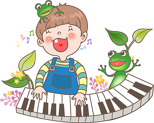 어린이교육 교육 남자 어린이 악기 음악 일러스트 노래 개구리 한명 사람 건반 피아노 건반악기 남자만 남자한명만 어린이만 소년만 소년한명만 국내일러스트 AI파일 1 문화예술 양서류 파일형식 벡터