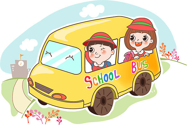 여자 어린이교육 교육 남자 어린이 일러스트 학교 버스 사람 두명 스쿨버스 등교 어린이만 국내일러스트 AI파일 육상교통 대중교통 등하교 파일형식 벡터