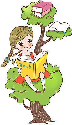 나무 응시 여자 어린이교육 교육 어린이 일러스트 한명 사람 책 독서 여자만 여자한명만 어린이만 소녀만 소녀한명만 국내일러스트 AI파일 식물 1 시선 파일형식 벡터