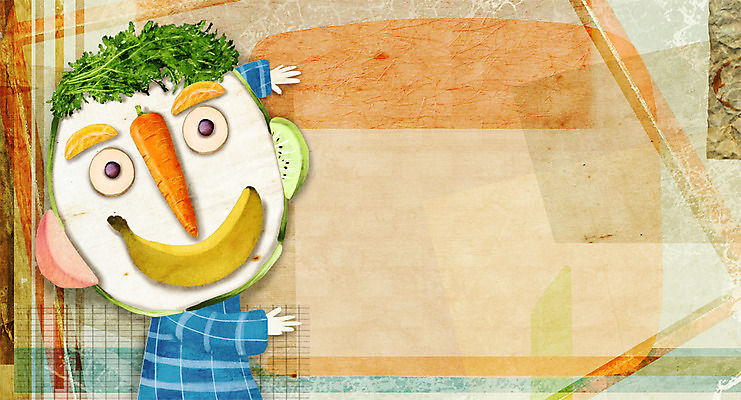 PSD 얼굴 음식 백그라운드 채소 과일 일러스트 프레임 바나나 사람없음 당근 피규어 표현 국내일러스트 뿌리채소 신체부위 미니어처 파일형식