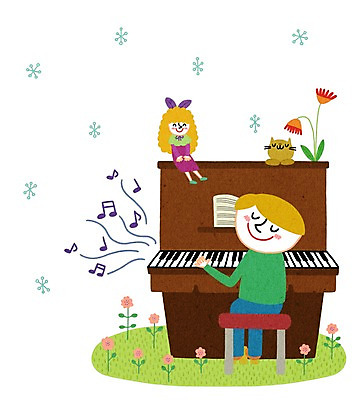 PSD 어린이교육 교육 남자 어린이 악기 음악 인형 연주 일러스트 한명 사람 건반 피아노 즐거움 남자만 남자한명만 어린이만 소년만 소년한명만 국내일러스트 1 감정 문화예술 건반악기 파일형식