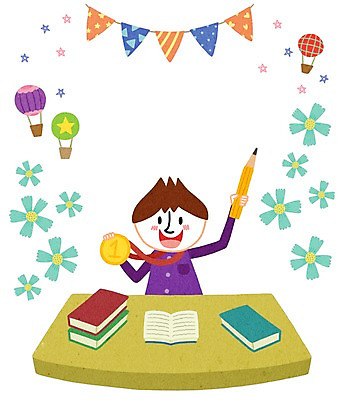 PSD 어린이교육 교육 남자 어린이 일러스트 한명 사람 연필 우승 책상 즐거움 금메달 남자만 남자한명만 어린이만 소년만 소년한명만 국내일러스트 1 감정 가구 학용품 필기구 최고 메달 파일형식