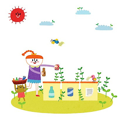 PSD 여자 어린이교육 교육 어린이 일러스트 한명 사람 재활용 쓰레기통 캔 즐거움 분리수거 여자만 여자한명만 어린이만 소녀만 소녀한명만 국내일러스트 1 감정 친환경 파일형식