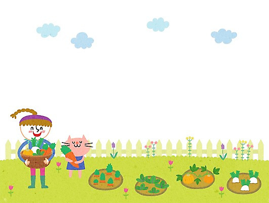 PSD 여자 어린이교육 교육 어린이 채소 일러스트 한명 사람 농작물 바구니 고양이 즐거움 여자만 여자한명만 어린이만 소녀만 소녀한명만 국내일러스트 1 감정 농업 포유류 반려동물 파일형식