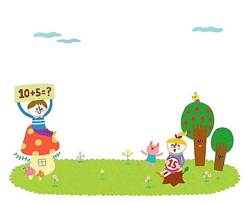 PSD 여자 어린이교육 교육 남자 어린이 일러스트 사람 잔디 두명 수학 즐거움 문제 어린이만 국내일러스트 식물 감정 교과목 파일형식