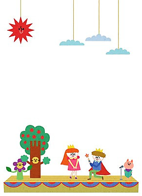 PSD 여자 어린이교육 교육 남자 어린이 프로포즈 일러스트 사람 두명 무대 즐거움 연극 공주님 왕자 어린이만 국내일러스트 감정 문화예술 파일형식