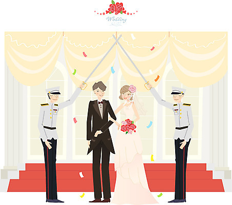 여자 남자 행복 신부 웨딩드레스 신랑 결혼 일러스트 결혼식 사람 정장 턱시도 여러명 축하 꽃가루 국내일러스트 AI파일 드레스 옷 감정 다수 컨셉 이벤트 가루 파일형식 벡터