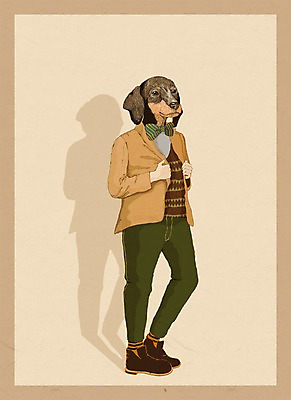 전신 PSD 동물 옷 패션 남자 일러스트 의인화 한명 서기 사람 강아지 닥스훈트 특별함 남자만 남자한명만 국내일러스트 1 컨셉 모션 반려동물 개 파일형식