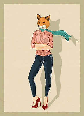 전신 PSD 동물 옷 여자 패션 일러스트 의인화 한명 서기 사람 여우 특별함 여자만 여자한명만 국내일러스트 1 컨셉 포유류 모션 파일형식