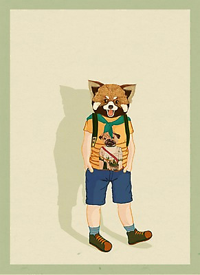 전신 PSD 동물 옷 패션 남자 어린이 일러스트 의인화 한명 서기 사람 소년 레서판다 특별함 남자만 남자한명만 어린이만 소년만 소년한명만 국내일러스트 1 컨셉 포유류 모션 파일형식