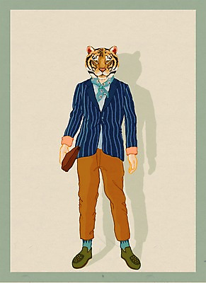 전신 PSD 동물 옷 패션 남자 일러스트 의인화 한명 서기 사람 호랑이 특별함 남자만 남자한명만 국내일러스트 1 컨셉 포유류 모션 파일형식