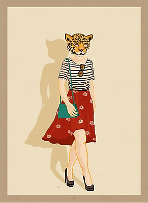 전신 PSD 동물 옷 여자 패션 일러스트 의인화 한명 서기 사람 치타 특별함 여자만 여자한명만 국내일러스트 1 컨셉 포유류 모션 파일형식