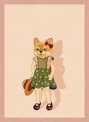 전신 PSD 동물 옷 여자 패션 어린이 일러스트 의인화 한명 서기 사람 소녀 강아지 특별함 여자만 여자한명만 어린이만 소녀만 소녀한명만 국내일러스트 1 컨셉 모션 반려동물 개 파일형식