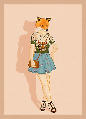 전신 PSD 동물 옷 여자 패션 일러스트 의인화 한명 서기 사람 여우 특별함 여자만 여자한명만 국내일러스트 1 컨셉 포유류 모션 파일형식