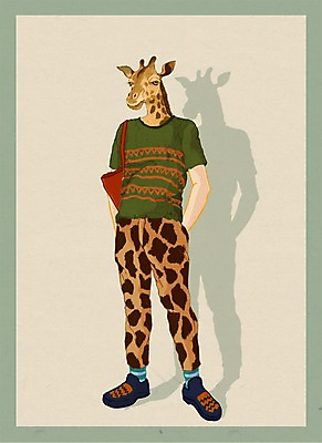 전신 PSD 동물 옷 패션 남자 일러스트 의인화 한명 서기 사람 기린 특별함 남자만 남자한명만 국내일러스트 1 컨셉 포유류 모션 파일형식