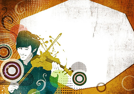 PSD 남자 악기 음악 백그라운드 연주 무늬 일러스트 프레임 미소 사람 상반신 성인 물방울무늬 원형 바이올린 팝아트 남자만 성인남자만 성인만 국내일러스트 도형 현악기 문화예술 표정 그림 파일형식