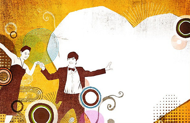 도형 PSD 커플 여자 남자 음악 백그라운드 무늬 일러스트 프레임 사람 상반신 두명 손잡기 물방울무늬 하트 춤 원형 팝아트 국내일러스트 모양 관계 모션 문화예술 그림 파일형식