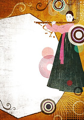 전신 도형 PSD 여자 악기 백그라운드 연주 무늬 일러스트 프레임 국악 한명 서기 사람 눈감음 원형 한복 팝아트 대금 여자만 여자한명만 전통프레임 국내일러스트 1 한국전통 전통 음악 모션 국악기 전통의상 목관악기 그림 파일형식