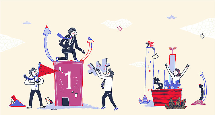 1 여자 남자 화살표 일러스트 비즈니스 협력 함께함 사람 빌딩 여러명 성인 건물 숫자 달러 깃발 도움 비즈니스맨 비즈니스우먼 순위 성인만 국내일러스트 AI파일 문자 건축물 다수 컨셉 돈 직장인 파일형식 벡터