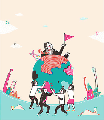 1 여자 남자 화살표 일러스트 회사 비즈니스 협력 함께함 사람 여러명 성인 건물 지구본 글로벌비즈니스 깃발 우승 도움 비즈니스맨 비즈니스우먼 대표 리더 성인만 국내일러스트 AI파일 건축물 다수 컨셉 글로벌 최고 직장인 파일형식 벡터