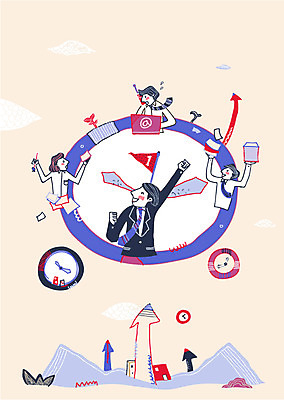 1 여자 남자 시계 일러스트 비즈니스 협력 함께함 사람 여러명 성인 건물 시간 도움 비즈니스맨 비즈니스우먼 노력 성인만 국내일러스트 AI파일 건축물 다수 컨셉 직장인 파일형식 벡터