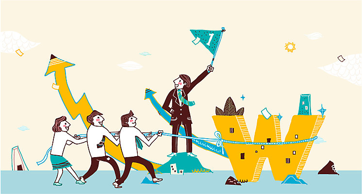 1 여자 남자 화살표 돈 일러스트 비즈니스 협력 함께함 사람 여러명 성인 건물 깃발 도움 비즈니스맨 비즈니스우먼 리더 성인만 국내일러스트 AI파일 건축물 다수 컨셉 직장인 재산 파일형식 벡터