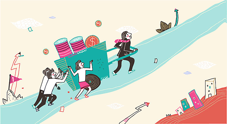 1 여자 남자 화살표 길 돈 일러스트 비즈니스 협력 함께함 사람 여러명 성인 건물 달러 수레 깃발 도움 비즈니스맨 비즈니스우먼 노력 성인만 국내일러스트 AI파일 건축물 다수 컨셉 카트 직장인 재산 파일형식 벡터