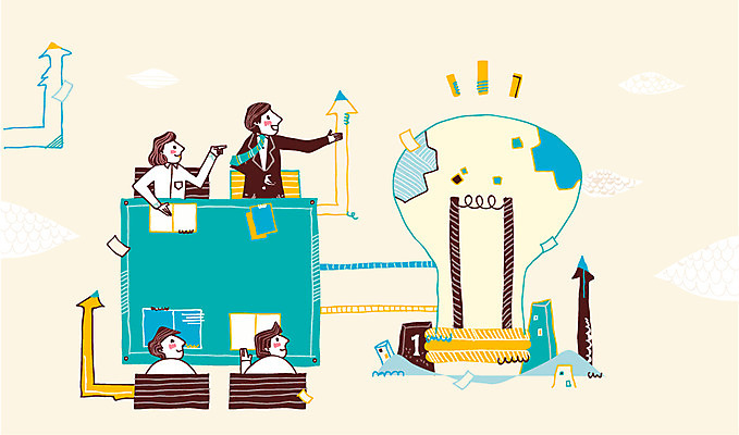 1 여자 남자 화살표 의자 일러스트 비즈니스 전구 회의 협력 아이디어 함께함 사람 앉기 여러명 성인 도움 비즈니스맨 비즈니스우먼 책상 성인만 국내일러스트 AI파일 가구 다수 컨셉 모션 직장인 파일형식 벡터