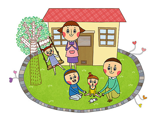 전신 PSD 나무 여자 남자 딸 행복 아들 어린이 일러스트 가족 엄마 주택 함께함 서기 미소 사람 앉기 소녀 소년 여러명 성인 야외 정원 화목 하트 아빠 강아지 즐거움 그네 다자녀 국내일러스트 모양 식물 감정 다수 컨셉 관계 모션 표정 건물 반려동물 자녀 개 파일형식