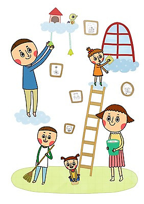 전신 PSD 구름 여자 남자 딸 행복 아들 어린이 액자 일러스트 사다리 창문 가족 조류 엄마 전등 함께함 실내 서기 사람 소녀 소년 여러명 성인 화목 쓰레기통 아빠 빗자루 청소 걸레 닦기 다자녀 교체 국내일러스트 자연요소 동물 감정 다수 컨셉 관계 모션 조명 내부 자녀 도구 청소도구 파일형식