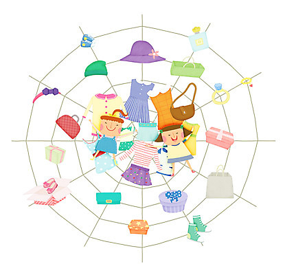 PSD 모자 옷 여자 행복 운동화 신발 가방 일러스트 선물 사람 성인 두명 친구 쇼핑 상자 눕기 쇼핑백 핸드백 반지 머리띠 지갑 거미줄 향수 여자만 성인여자만 성인만 국내일러스트 잡화 감정 장신구 관계 모션 화장품 파일형식