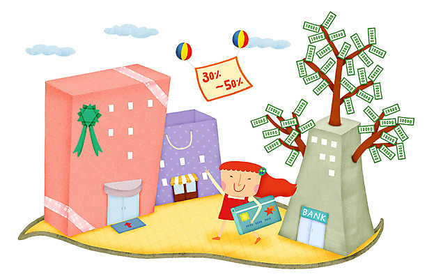 주간 전신 PSD 나무 구름 여자 행복 돈 일러스트 한명 미소 들기 사람 성인 야외 건물 쇼핑 쇼핑백 세일 문 걷기 상점 은행 결제 풍선 여자만 여자한명만 성인여자만 성인만 국내일러스트 자연요소 식물 1 건축물 감정 가방 모션 표정 금융 재산 파일형식