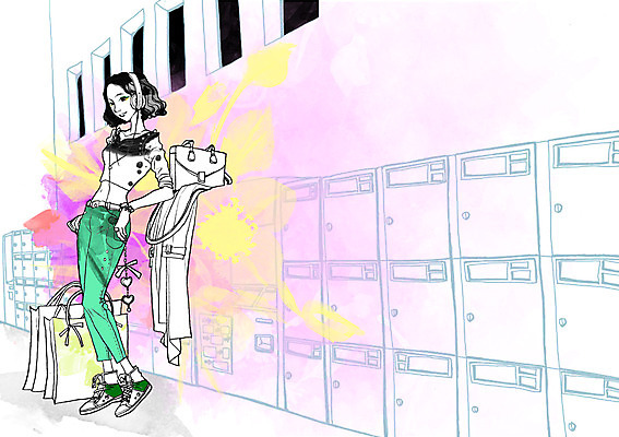 전신 PSD 우먼라이프 라이프스타일 여자 여유 음악 가방 일러스트 실내 한명 서기 사람 성인 쇼핑 쇼핑백 헤드폰 음악감상 기다림 사물함 여자만 여자한명만 성인여자만 성인만 국내일러스트 1 잡화 감정 음향기기 모션 문화예술 내부 생활 감상 파일형식