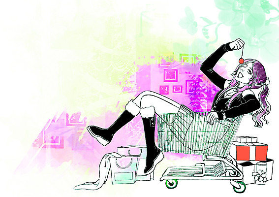 전신 PSD 우먼라이프 라이프스타일 여자 일러스트 사탕 한명 사람 앉기 성인 선물상자 쇼핑 쇼핑백 쇼핑카 승차 여자만 여자한명만 성인여자만 성인만 국내일러스트 1 가방 모션 디저트 선물 생활 상자 카트 파일형식