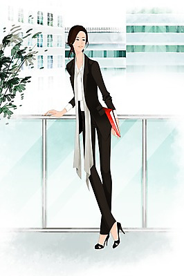전신 PSD 여자 일러스트 비즈니스 실내 한명 서기 들기 사람 정장 성인 스카프 발코니 비즈니스우먼 자신감 계획 창가 파일 열정 현재 여자만 여자한명만 성인여자만 성인만 국내일러스트 1 옷 감정 컨셉 창문 모션 내부 목도리 직장인 파일형식