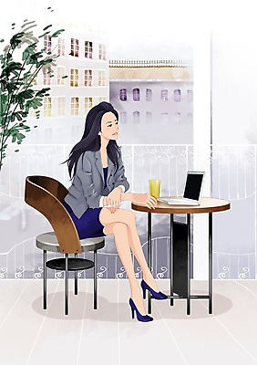 전신 PSD 긴머리 여자 의자 일러스트 비즈니스 탁자 실내 한명 서기 사람 앉기 정장 성인 노트북 발코니 비즈니스우먼 자신감 계획 창가 열정 현재 여자만 여자한명만 성인여자만 성인만 국내일러스트 1 헤어스타일 옷 감정 가구 컨셉 창문 모션 내부 전자제품 직장인 파일형식