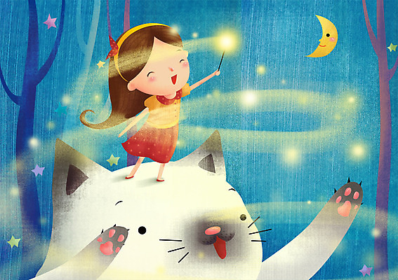 전신 PSD 나무 동물 한마리 긴머리 여자 별 어린이 일러스트 상상 한명 서기 들기 사람 소녀 야외 빛 고양이 달 머리띠 막대기 야간 순수 어린이상상 여자만 여자한명만 어린이만 소녀만 소녀한명만 동심 국내일러스트 자연요소 식물 1 헤어스타일 컨셉 장신구 포유류 모션 반려동물 파일형식