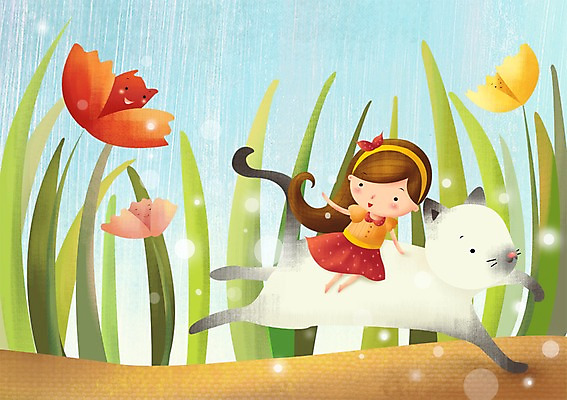 주간 전신 PSD 식물 동물 한마리 긴머리 여자 꽃 어린이 일러스트 상상 한명 사람 앉기 소녀 야외 달리기 고양이 머리띠 순수 어린이상상 여자만 여자한명만 어린이만 소녀만 소녀한명만 동심 국내일러스트 자연요소 1 헤어스타일 컨셉 장신구 포유류 모션 반려동물 파일형식