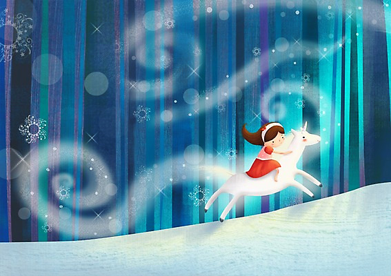 PSD 나무 한마리 긴머리 여자 어린이 일러스트 상상 눈꽃 한명 사람 소녀 야외 머리띠 눈송이 야간 순수 어린이상상 눈길 유니콘 여자만 여자한명만 어린이만 소녀만 소녀한명만 동심 국내일러스트 자연요소 식물 1 헤어스타일 길 컨셉 장신구 눈_날씨 파일형식