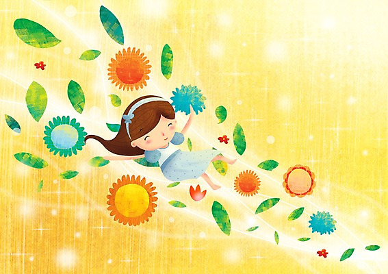 PSD 식물 긴머리 여자 꽃 어린이 일러스트 상상 나뭇잎 한명 사람 소녀 빛 머리띠 미끄러짐 순수 어린이상상 여자만 여자한명만 어린이만 소녀만 소녀한명만 동심 국내일러스트 1 헤어스타일 컨셉 잎 장신구 모션 파일형식