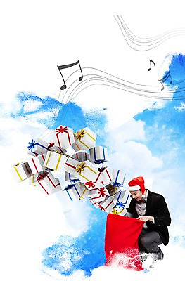 PSD 서양인 외국인 편집 편집이미지 남자 백그라운드 하늘 선물 한명 사람 이벤트 그래픽 쇼핑 산타클로스 3D 남자만 남자한명만 편집3D 1 크리스마스 인종 디지털합성 파일형식