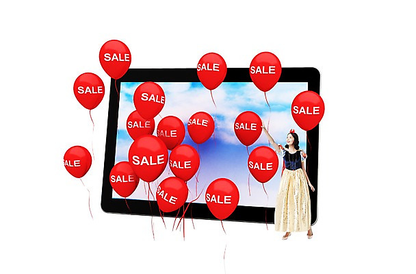 PSD 외국인 편집 편집이미지 여자 백그라운드 한명 사람 이벤트 그래픽 쇼핑 태블릿 3D 세일 풍선 백설공주 여자만 여자한명만 편집3D 1 동화 인종 전자제품 스마트기기 디지털합성 공주님 파일형식