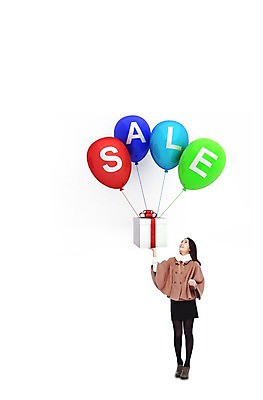 PSD 외국인 편집 편집이미지 여자 백그라운드 선물 한명 사람 동양인 이벤트 그래픽 쇼핑 3D 세일 열기구 풍선 여자만 여자한명만 편집3D 1 항공교통 인종 디지털합성 파일형식