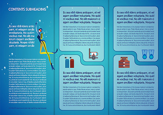 템플릿 편집 표지디자인 북디자인 여자 내지 리플렛 바다 백그라운드 북커버 3단접지 레저 한명 사람 팜플렛 성인 수영 잠수부 보호장비 물안경 오리발 스쿠버다이빙 구명조끼 잠수복 산소통 여자만 여자한명만 성인여자만 성인만 이미지템플릿 AI파일 1 옷 통 장비 수상스포츠 전문직 수영용품 구조용품 파일형식 벡터