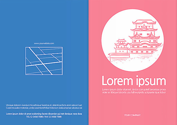 템플릿 편집 표지디자인 건축물 북디자인 표지 아시아 해외여행 여행 백그라운드 지도 북커버 팜플렛 사람없음 관광지 일본 성 이미지템플릿 AI파일 해외 건축 나라 파일형식 벡터