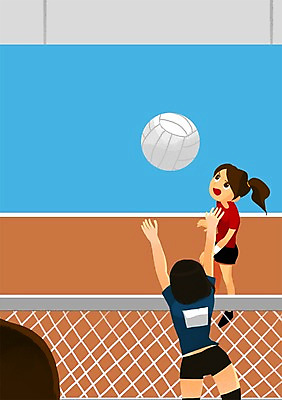 PSD 여자 스포츠 일러스트 공 운동선수 사람 경기 경기장 네트 배구 열정 배구선수 배구공 아시안게임 여자만 국내일러스트 감정 스포츠용품 스포츠시설 구기 파일형식