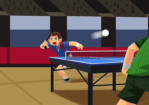 전신 PSD 남자 스포츠 일러스트 공 운동선수 실내 서기 사람 경기 두명 탁구채 탁구 열정 탁구공 아시안게임 탁구선수 탁구대 국내일러스트 감정 모션 내부 구기 라켓 탁구용품 파일형식