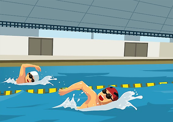 PSD 남자 스포츠 일러스트 운동선수 수영장 실내 사람 경기 상반신 두명 수영 경기장 열정 수영선수 아시안게임 국내일러스트 감정 스포츠시설 내부 수상스포츠 파일형식