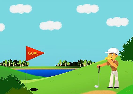 주간 전신 PSD 모자 남자 스포츠 골프 일러스트 골프장 한명 서기 사람 경기 잔디 야외 경기장 골프채 깃발 구멍 골퍼 열정 금메달 아시안게임 국내일러스트 자연요소 식물 1 잡화 감정 스포츠시설 모션 운동선수 골프용품 구기 메달 파일형식