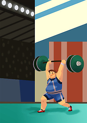 전신 PSD 남자 스포츠 일러스트 운동선수 실내 한명 서기 들기 사람 경기 경기장 역기 열정 역도 아시안게임 역도선수 남자만 남자한명만 국내일러스트 1 감정 스포츠시설 모션 내부 운동 파일형식
